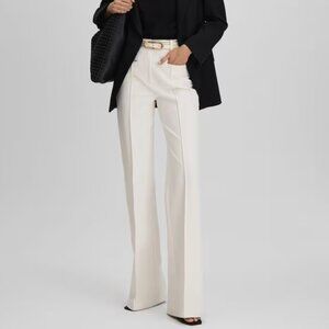 Reiss Claude High Rise Flared Trousers Cream NWOT Size 4R